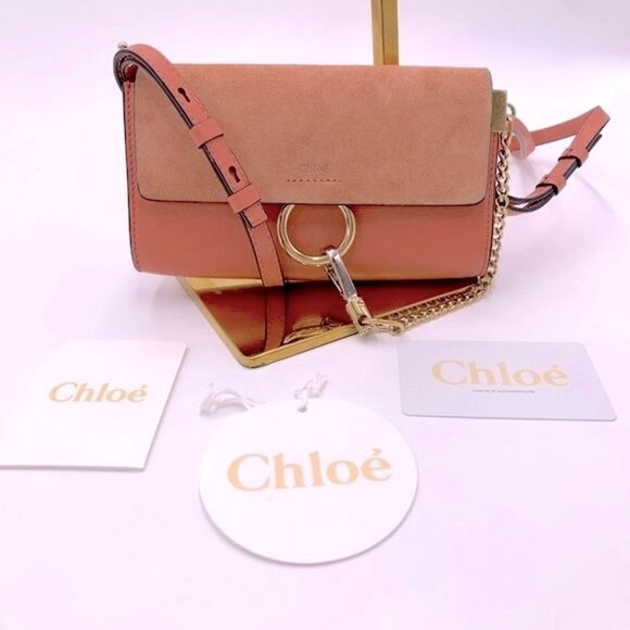 Auth Chloe Tonal Pink Leather Suede Mini Faye Crossbody Bag Preloved - Picture 6 of 14